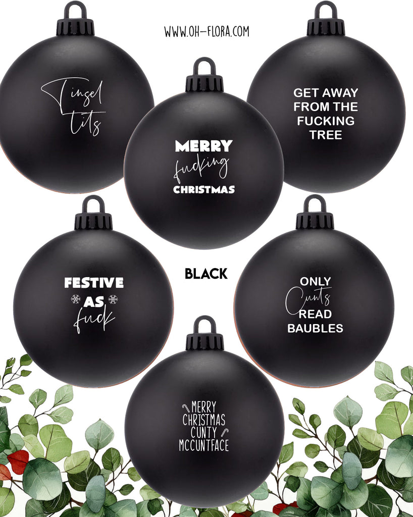 Hanging Christmas Bauble Full Set of 6 - Black