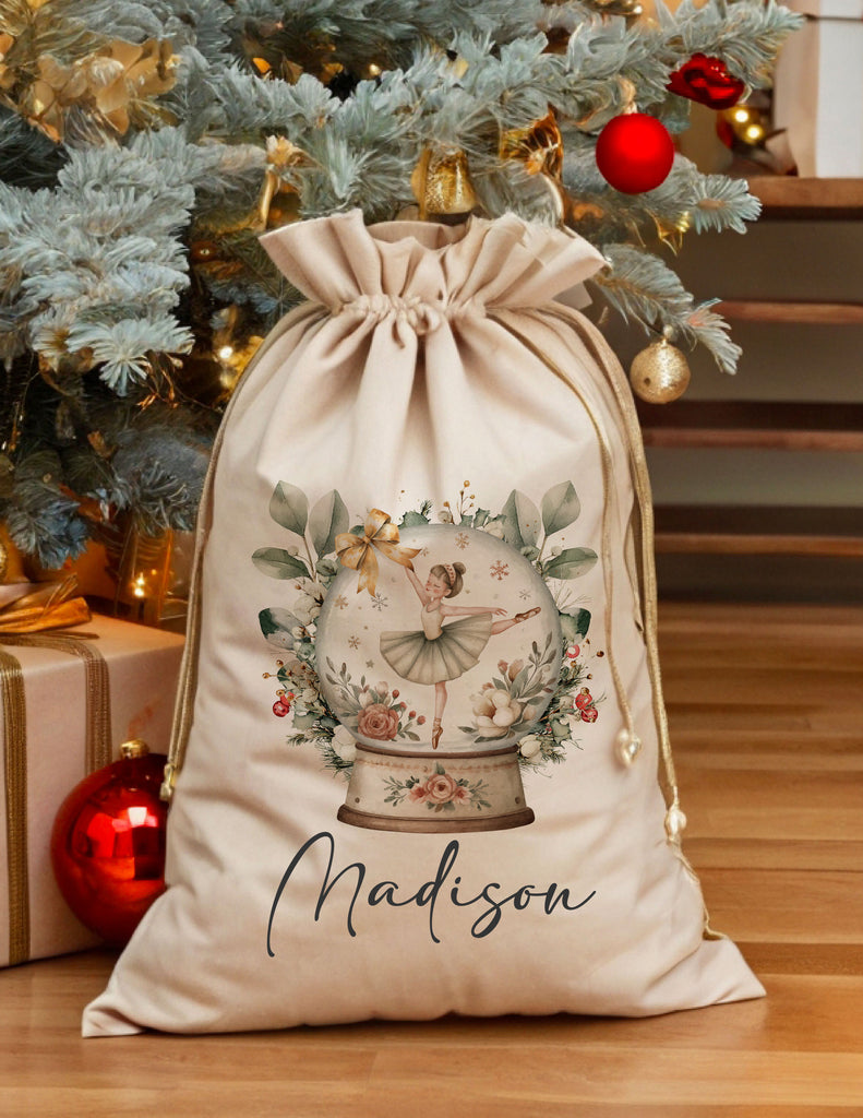 Personalised Ballerina Snowglobe Santa Sack