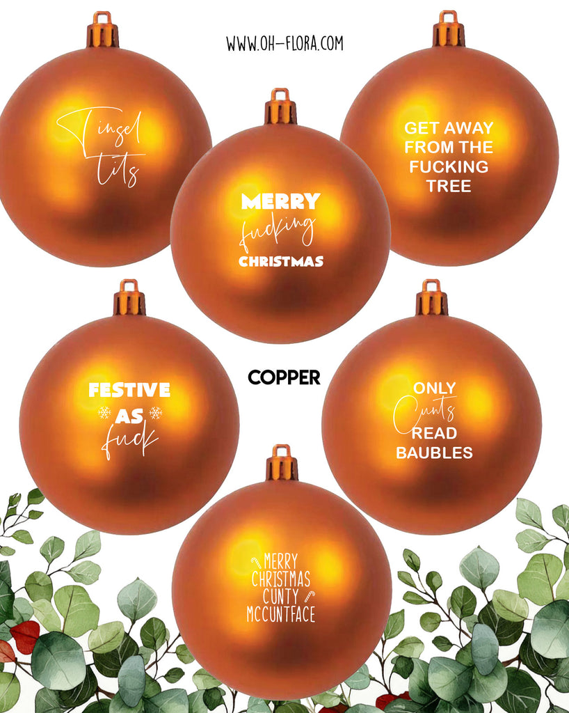Hanging Christmas Bauble Full Set of 6 - Copper