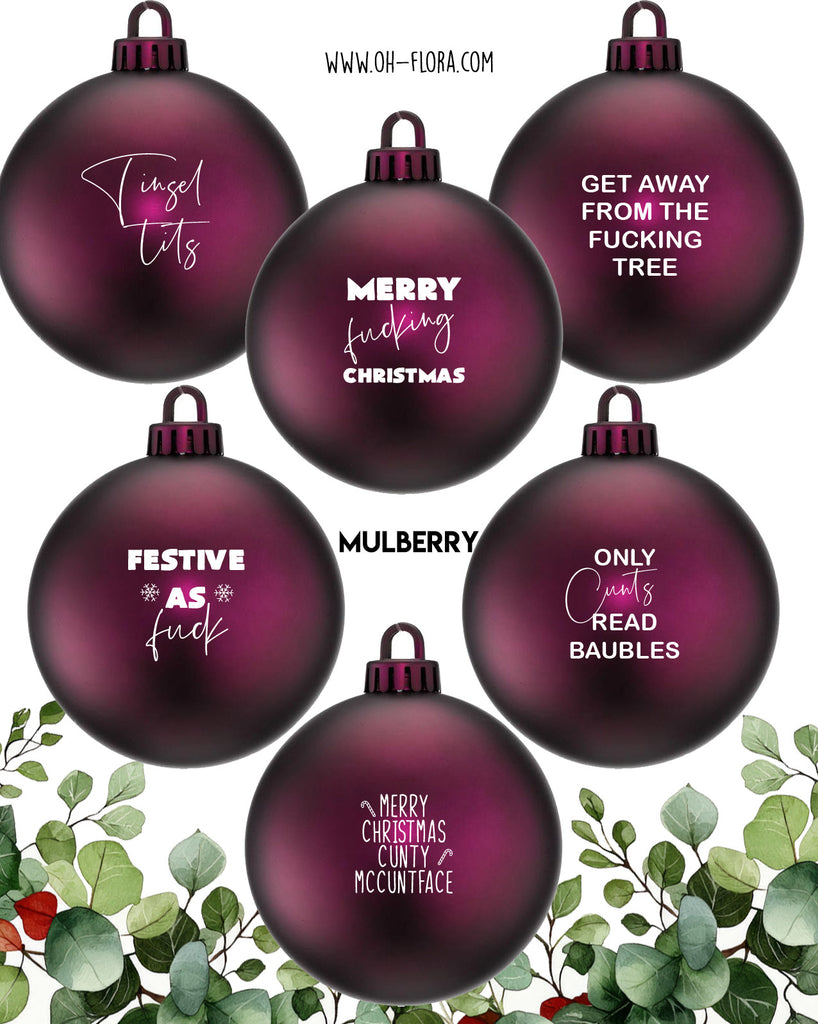 Hanging Christmas Bauble Full Set of 6 - Mulberry