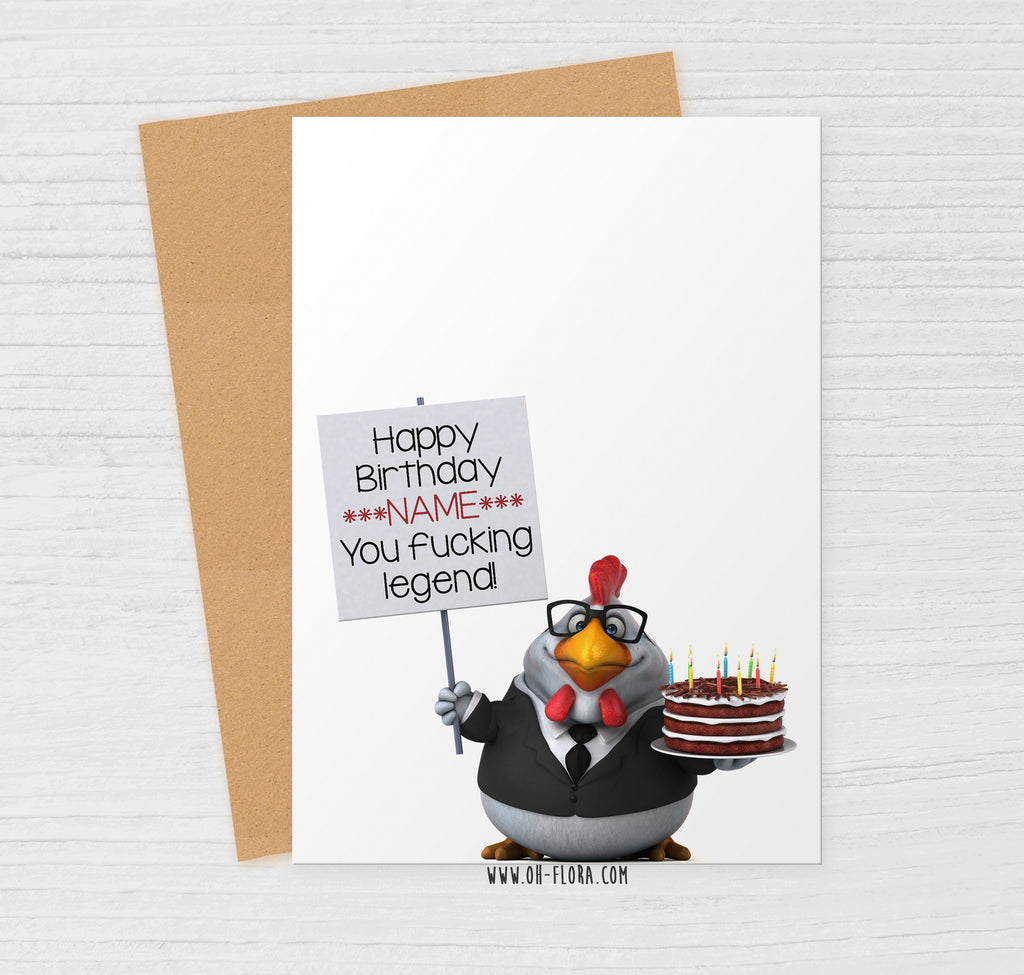 Personalised Chicken Birthday Card