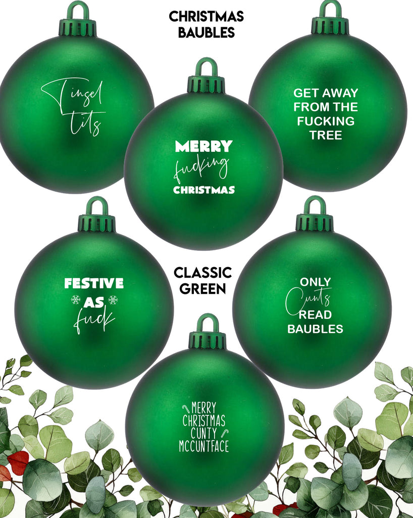 Matt Hanging Christmas Bauble Full Set of 6 - Classic Green