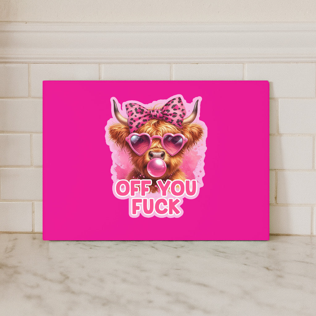 Off You Fuck Highland Cow Glass Cutting Board