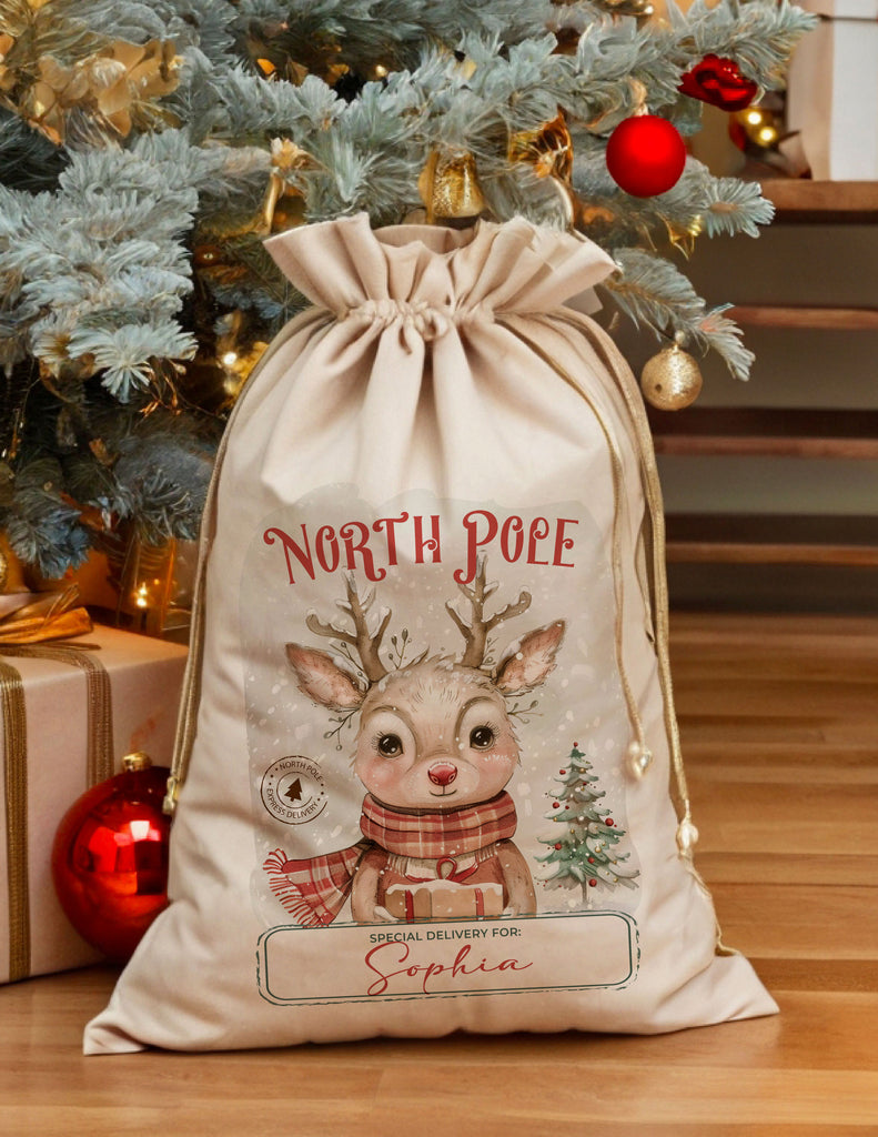 Personalised Reindeer Santa Sack
