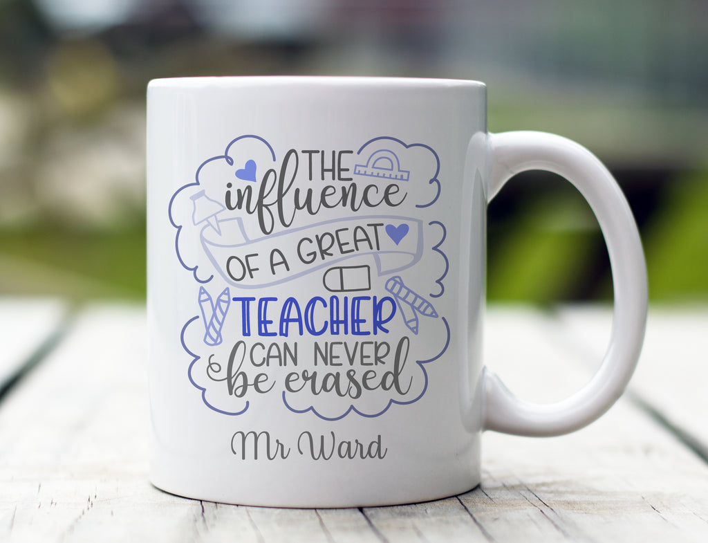Personalised Influence of A Teacher Mug (Blue)