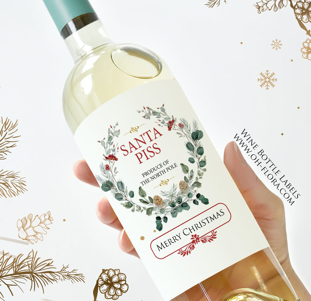 Santa Piss Wine Label
