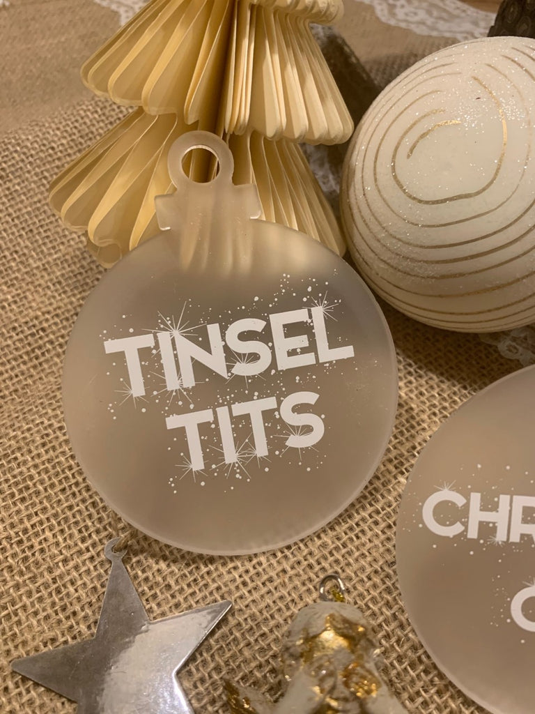 Tinsel Tits Acrylic Bauble