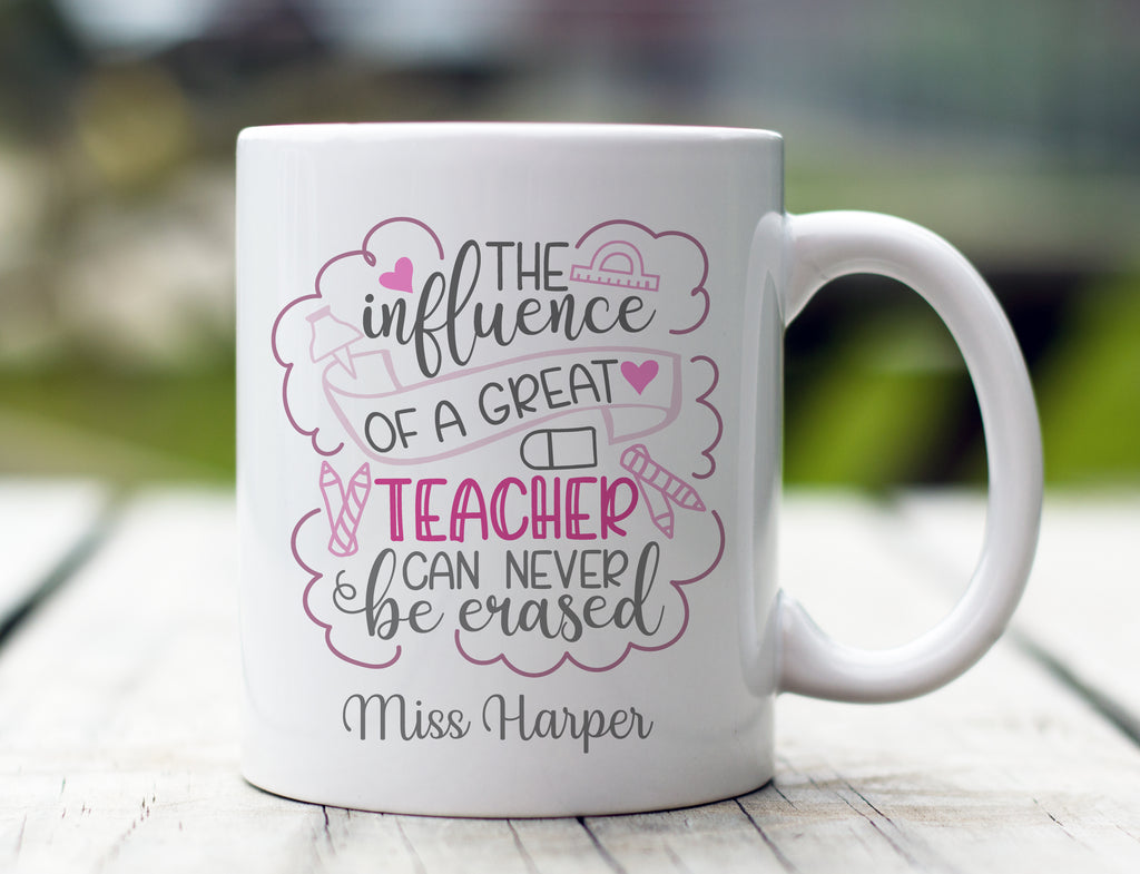 Personalised Influence of A Teacher Mug (Pink)